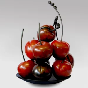 Dish With 9 Cherries Sculpture