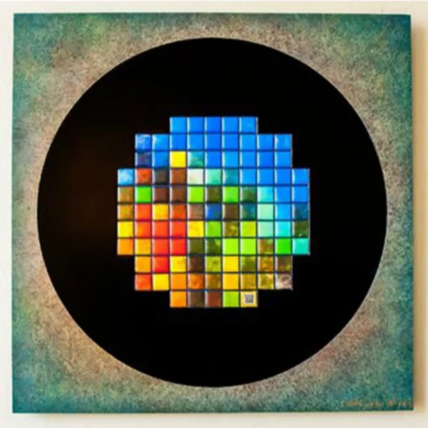 Pixelated Mosaic Art Reproduction of "Méditation"